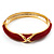 Red Enamel Crystal Cross Hinged Bangle Bracelet (Gold Tone)
