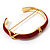 Red Enamel Crystal Cross Hinged Bangle Bracelet (Gold Tone) - view 6