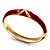 Red Enamel Crystal Cross Hinged Bangle Bracelet (Gold Tone) - view 11