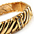 Gold Plated Rope -Textured Crystal Hinged Bangle Bracelet - view 5