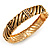 Gold Plated Rope -Textured Crystal Hinged Bangle Bracelet - view 4