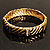 Gold Plated Rope -Textured Crystal Hinged Bangle Bracelet - view 2