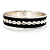 Black Ornamental Enamel Hinged Bangle Bracelet (Silver Tone) - view 6