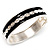 Black Ornamental Enamel Hinged Bangle Bracelet (Silver Tone) - view 10