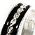 Black Ornamental Enamel Hinged Bangle Bracelet (Silver Tone) - view 3