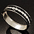 Black Ornamental Enamel Hinged Bangle Bracelet (Silver Tone) - view 4