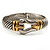 Stately Two Tone Textured 'Buckle' Hinged Bangle Bracelet - view 8