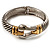 Stately Two Tone Textured 'Buckle' Hinged Bangle Bracelet - view 17
