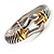 Stately Two Tone Textured 'Buckle' Hinged Bangle Bracelet - view 9