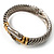 Stately Two Tone Textured 'Buckle' Hinged Bangle Bracelet - view 15