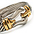 Stately Two Tone Textured 'Buckle' Hinged Bangle Bracelet - view 13