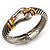 Stately Two Tone Textured 'Buckle' Hinged Bangle Bracelet - view 6