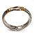 Stately Two Tone Textured 'Buckle' Hinged Bangle Bracelet - view 18