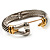 Stately Two Tone Textured 'Buckle' Hinged Bangle Bracelet - view 5