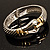 Stately Two Tone Textured 'Buckle' Hinged Bangle Bracelet - view 19