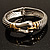 Stately Two Tone Textured 'Buckle' Hinged Bangle Bracelet - view 20