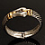 Stately Two Tone Textured 'Buckle' Hinged Bangle Bracelet - view 21