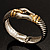 Stately Two Tone Textured 'Buckle' Hinged Bangle Bracelet - view 12