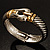 Stately Two Tone Textured 'Buckle' Hinged Bangle Bracelet - view 14