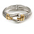 Stately Two Tone Textured 'Buckle' Hinged Bangle Bracelet - view 3
