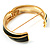 Olive Green Enamel Diagonal Hinged Bangle Bracelet (Gold Tone) - view 8