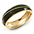 Olive Green Enamel Diagonal Hinged Bangle Bracelet (Gold Tone) - view 3