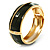 Olive Green Enamel Diagonal Hinged Bangle Bracelet (Gold Tone) - view 12