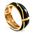 Olive Green Enamel Diagonal Hinged Bangle Bracelet (Gold Tone) - view 13