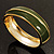 Olive Green Enamel Diagonal Hinged Bangle Bracelet (Gold Tone) - view 5