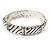 Silver Plated Rope -Textured Crystal Hinged Bangle Bracelet