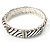 Silver Plated Rope -Textured Crystal Hinged Bangle Bracelet - view 10