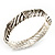 Silver Plated Rope -Textured Crystal Hinged Bangle Bracelet - view 8