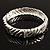 Silver Plated Rope -Textured Crystal Hinged Bangle Bracelet - view 4