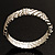 Silver Plated Rope -Textured Crystal Hinged Bangle Bracelet - view 12