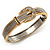 Two Tone Textured 'Buckle' Hinged Bangle Bracelet - view 4