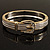 Two Tone Textured 'Buckle' Hinged Bangle Bracelet - view 3