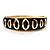 Jet Black Ornamental Enamel Hinged Bangle Bracelet (Gold Tone) - view 11