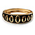 Jet Black Ornamental Enamel Hinged Bangle Bracelet (Gold Tone) - view 3