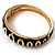 Jet Black Ornamental Enamel Hinged Bangle Bracelet (Gold Tone) - view 13