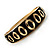 Jet Black Ornamental Enamel Hinged Bangle Bracelet (Gold Tone) - view 8