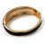 Jet Black Ornamental Enamel Hinged Bangle Bracelet (Gold Tone) - view 6