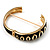 Jet Black Ornamental Enamel Hinged Bangle Bracelet (Gold Tone) - view 5