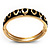 Jet Black Ornamental Enamel Hinged Bangle Bracelet (Gold Tone) - view 14