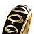 Jet Black Ornamental Enamel Hinged Bangle Bracelet (Gold Tone) - view 7