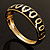 Jet Black Ornamental Enamel Hinged Bangle Bracelet (Gold Tone) - view 12