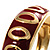 Red Ornamental Enamel Hinged Bangle Bracelet (Gold Tone) - view 9