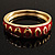 Red Ornamental Enamel Hinged Bangle Bracelet (Gold Tone) - view 2