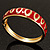 Red Ornamental Enamel Hinged Bangle Bracelet (Gold Tone) - view 3
