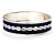Blue Ornamental Enamel Hinged Bangle Bracelet (Silver Tone) - view 7