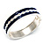 Blue Ornamental Enamel Hinged Bangle Bracelet (Silver Tone) - view 10